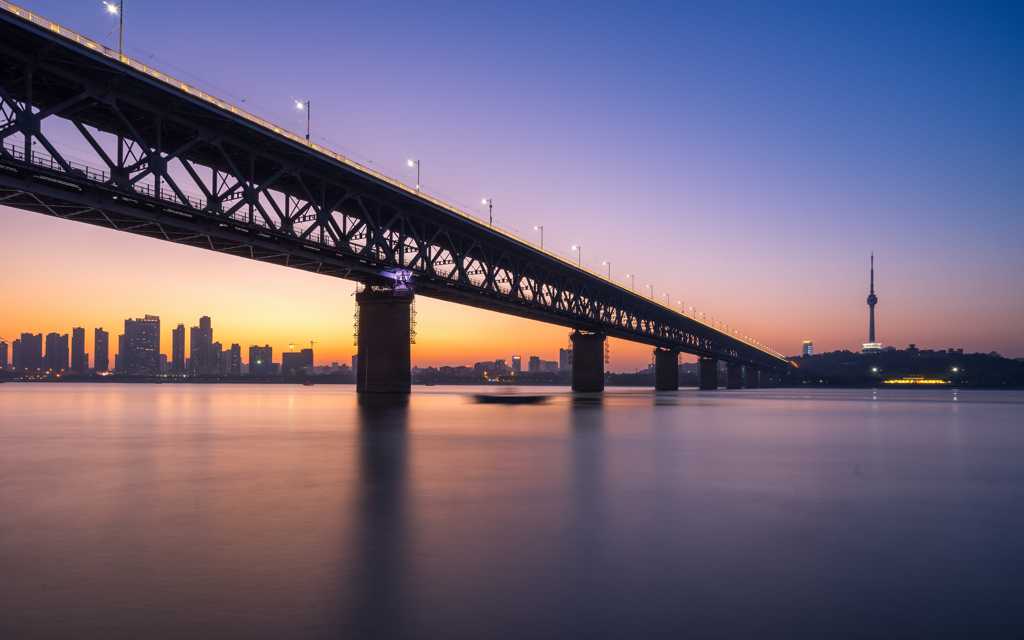 武汉长江大桥斜阳图片