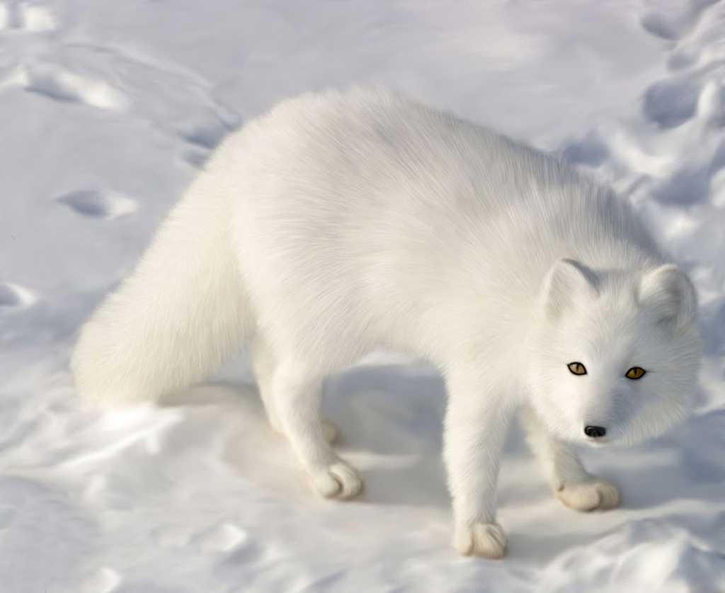 雪地上的白狐图片