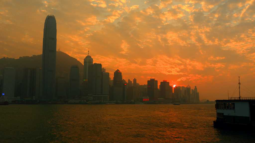 香港维多利亚港落日景致图片