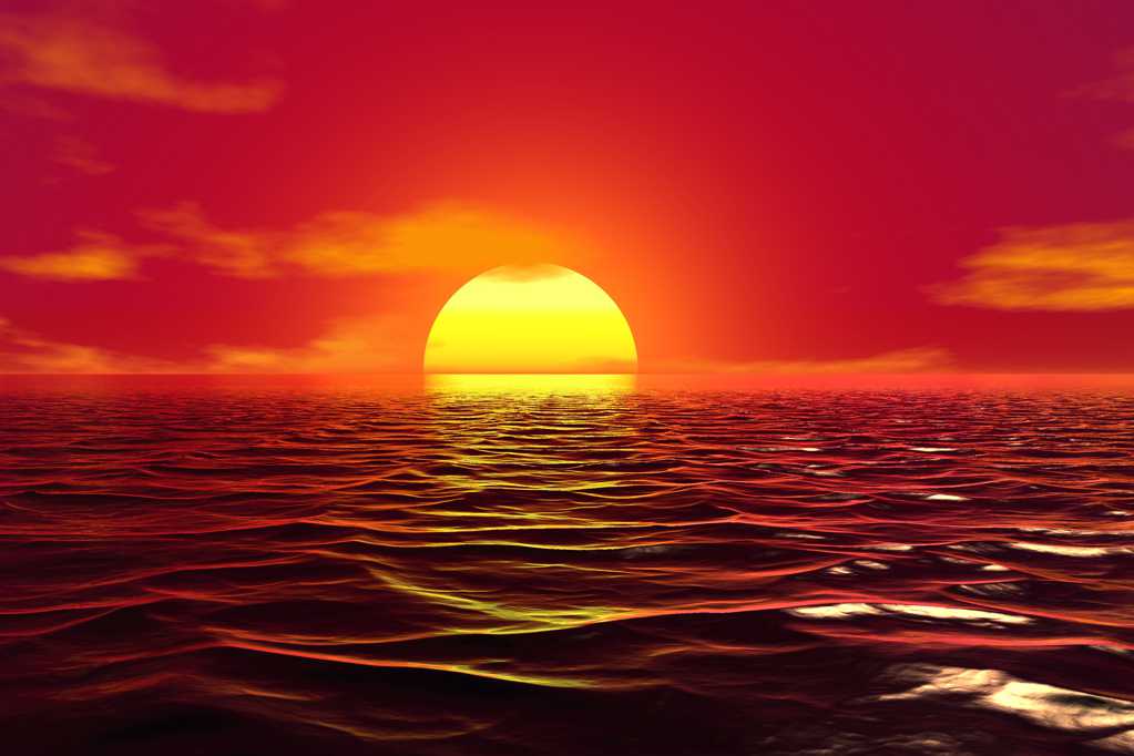 海平面红日升起图片