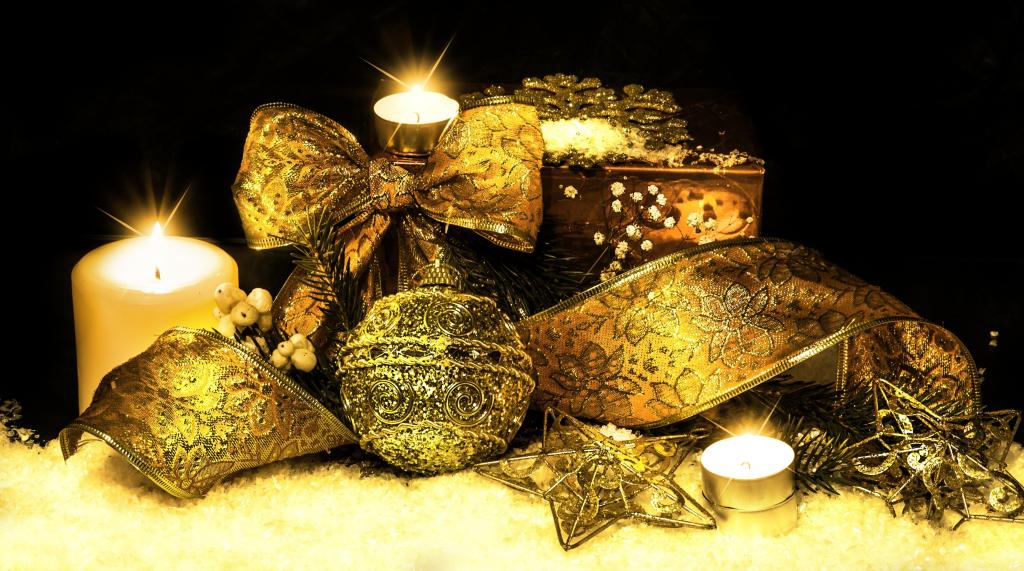 弓,磁带,蜡烛,树,星号,圣诞装饰品,分支机构,镀金