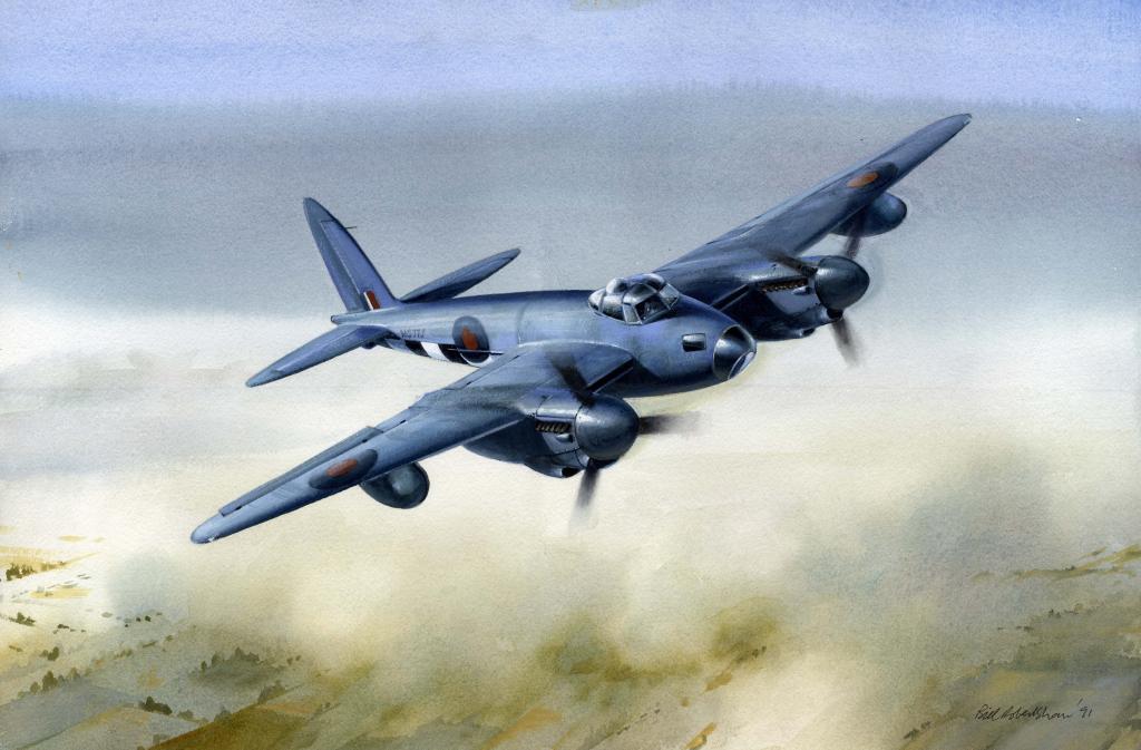 De havilland蚊子,ww2,绘画,英国飞机,绘画,战争,艺术