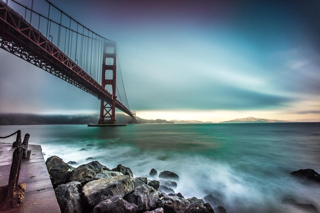 延时摄影,旧金山,加利福尼亚州的金门大桥高清壁纸