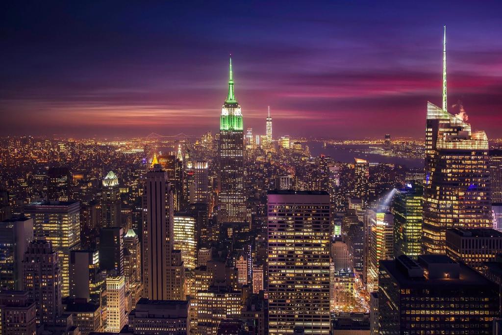 壁纸灯,美国,晚上,城市,纽约