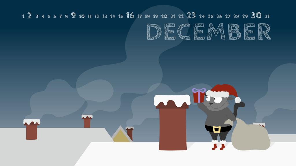 礼品,圣诞快乐,冬天,12月,圣诞节,屋顶,新年,管,新的一年,日历,十二月,猫