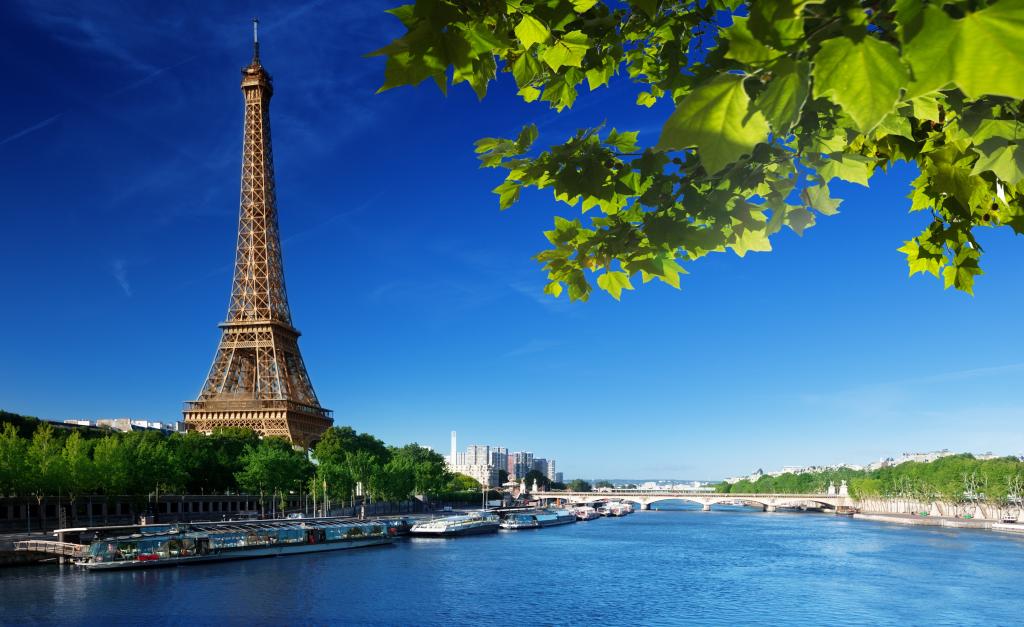 桥,干草,法国,法国,巴黎,艾菲尔铁塔,拉埃菲尔铁塔,叶子,巴黎,夏天,天空,...  - 