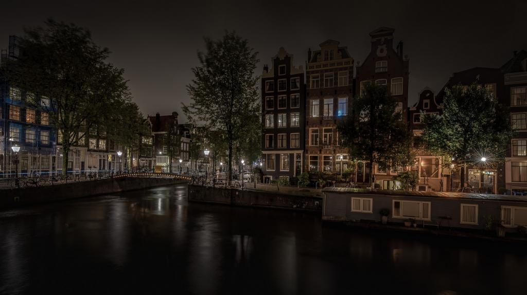 灯,阿姆斯特丹,通道,荷兰,夜晚,家