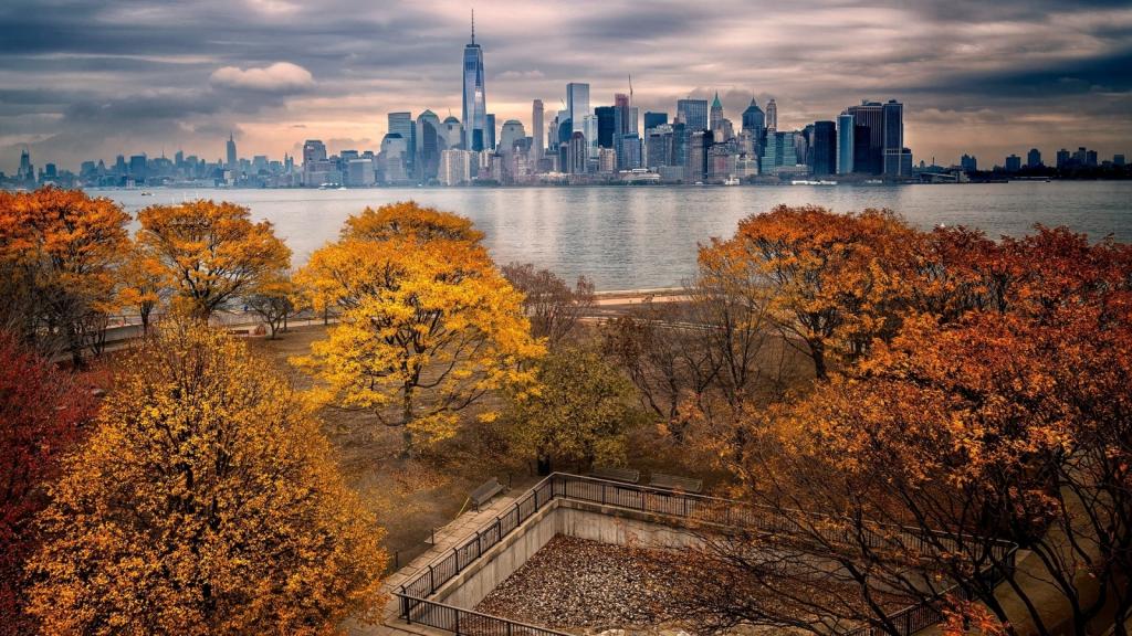 壁纸秋天,纽约,公园,摩天大楼,曼哈顿