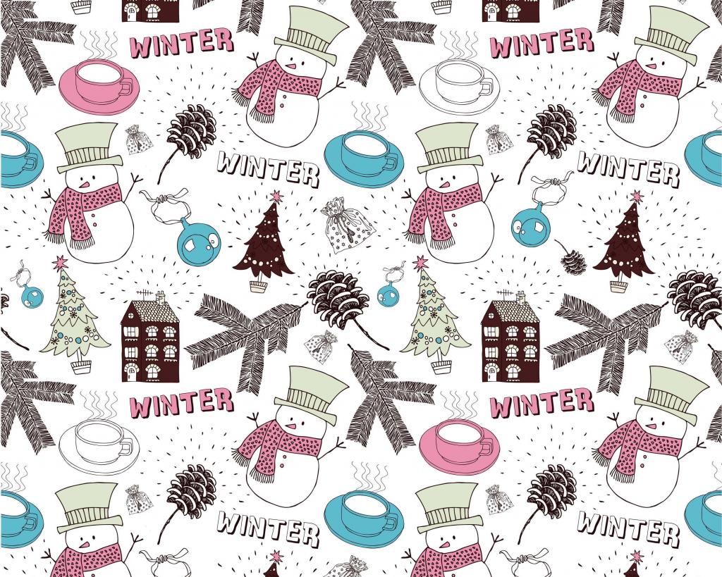 雪人,盅,冬天,树,圣诞节,新年,房子,球,袋子