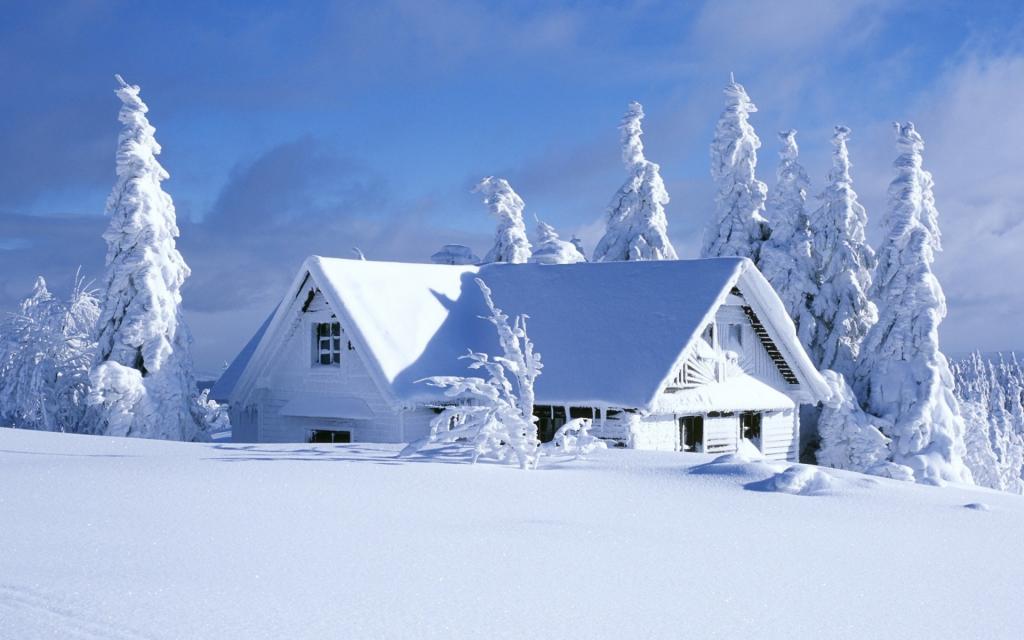 2560x1440,雪,冬天,景观,树木,天空,云,云,雪,大自然,房子,树木,房子,天空,...  - 