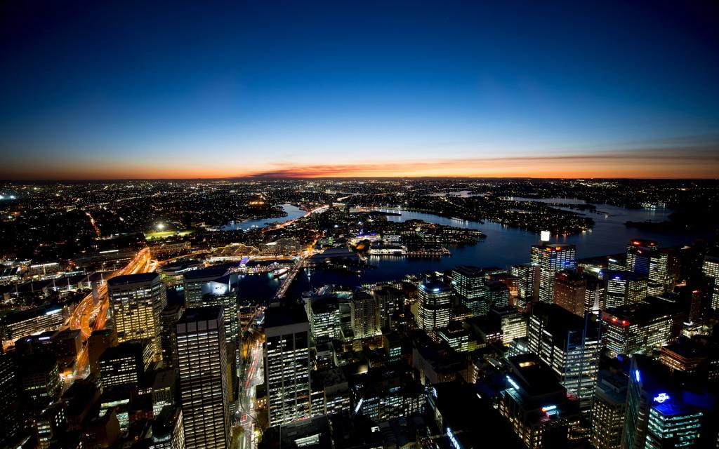 澳大利亚,悉尼,悉尼,城市,天空,地平线,河,日落