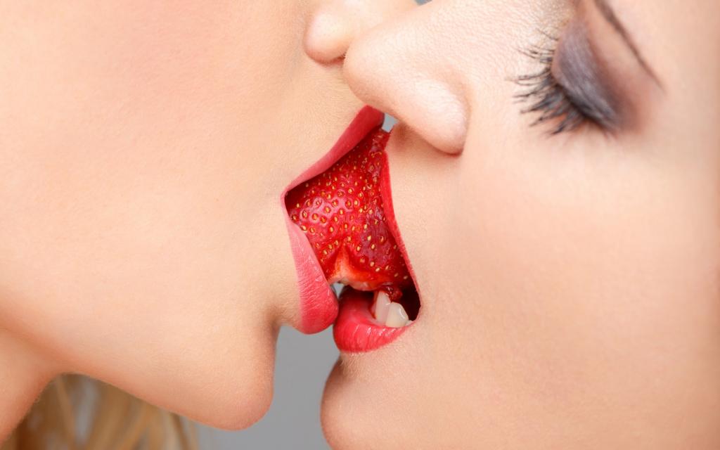 吻,草莓,嘴唇,淫荡