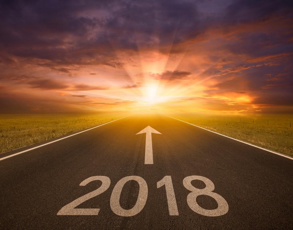 壁纸数字,光线,道路,2018年,高速公路,索引,新的一年,领域,太阳,天空,云