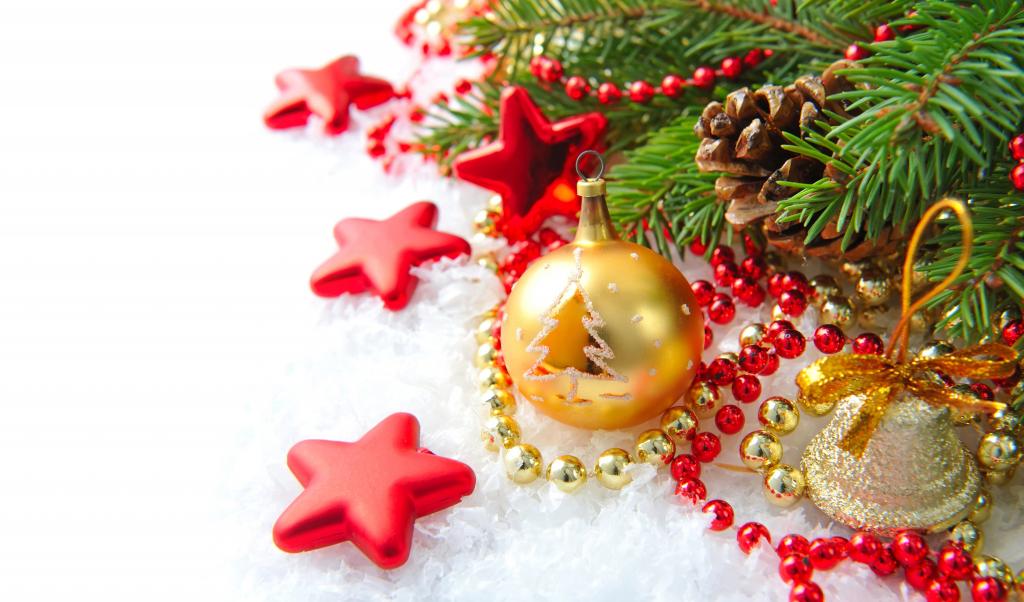 珠,贝尔,雪,树,颠簸,圣诞装饰品,星星,分支机构