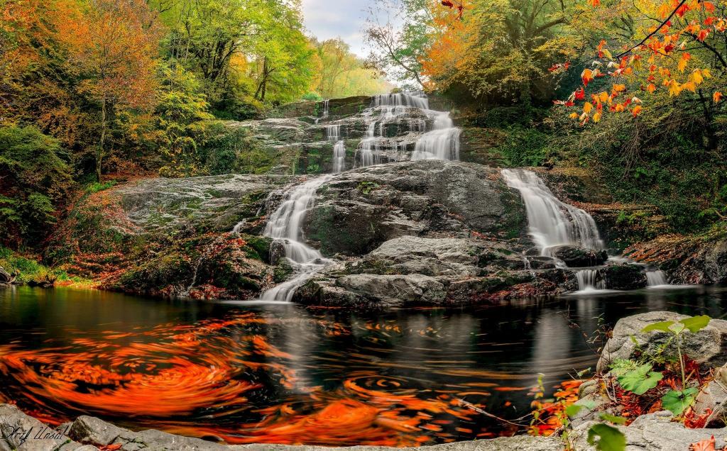 瀑布,岩石,水,线程,秋天