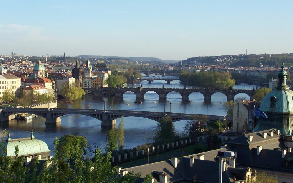 河,桥梁,通过,城市,布拉格,美丽,布拉格,捷克共和国,查看,Panoramny,布拉格,捷克...