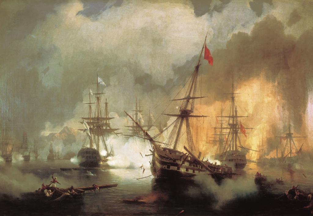 1827年10月2日,在Navarino的海战,图片,船,帆布,伊凡Aivazovsky,油,战斗,海战
