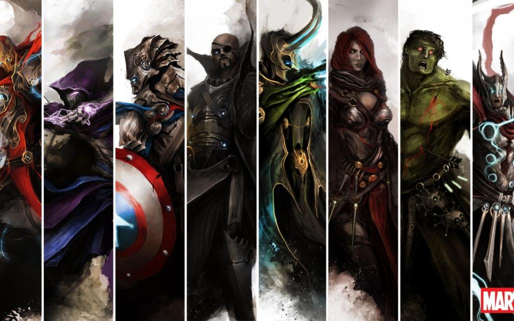 铁人,复仇者,复仇者,黑寡妇,雷神,绿巨人,鹰眼,尼克怒,洛基,美国队长