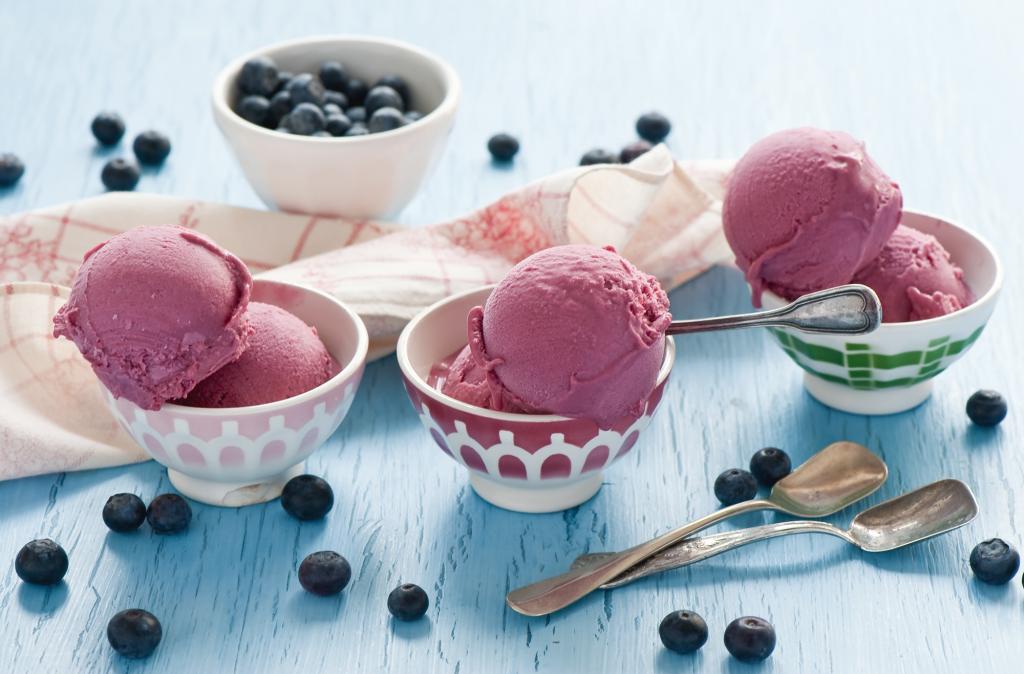 冰淇淋,浆果,勺子,蓝莓,甜点