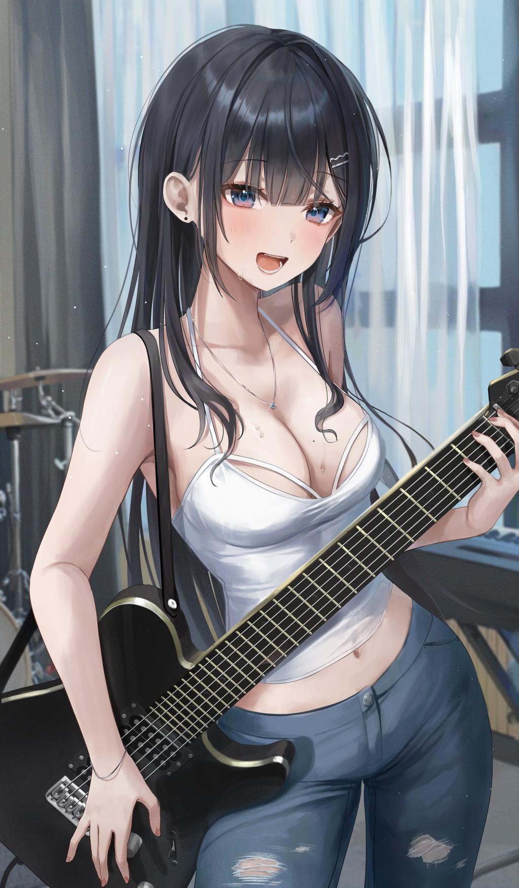 弹电吉他的性感少女
