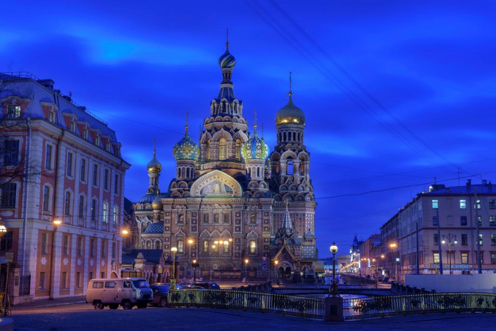 桥梁,教堂,圣彼得堡,家,寺,俄罗斯,灯,晚上,通道,灯,天空