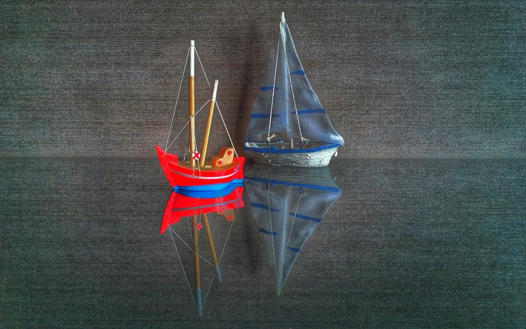 帆布,船,反射,风帆,模型