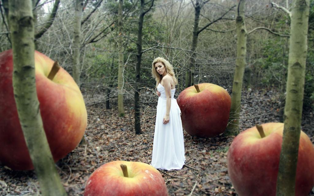 苹果,女孩,森林