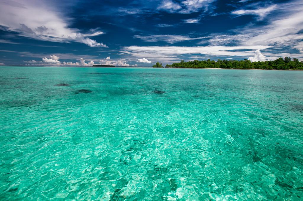 风景摄影的岛屿和蓝绿色的身体的水高清壁纸