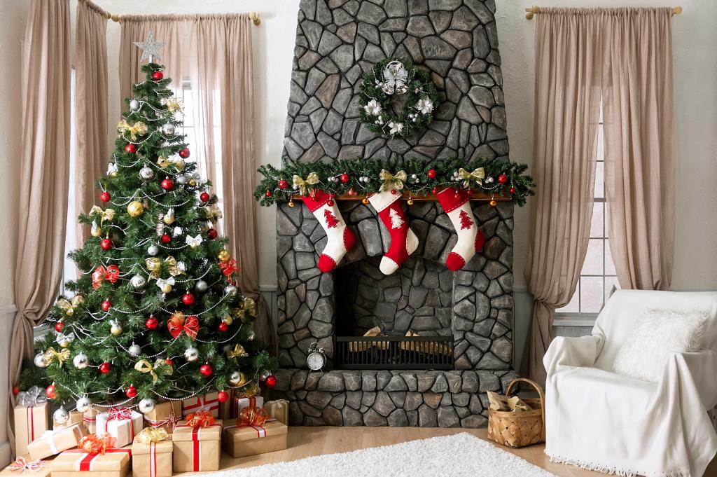 圣诞节,新年,礼品,室内,圣诞快乐,设计,玩具,圣诞节,装饰,壁炉,家,礼品,假期...