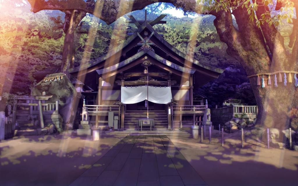 树,太阳,寺庙,日本寺庙,森林的光芒