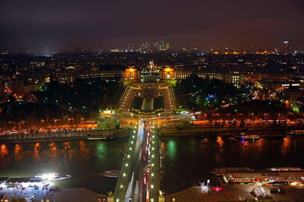 公园,桥,法国,回家,树,巴黎,全景图,灯,晚上,河,喷泉