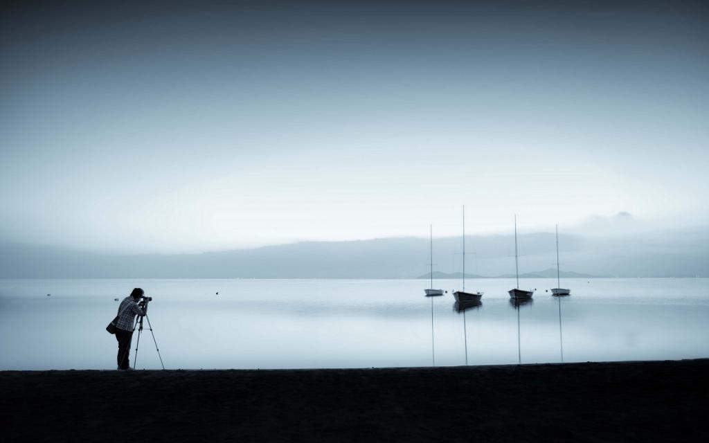 摄影师,小船,湖