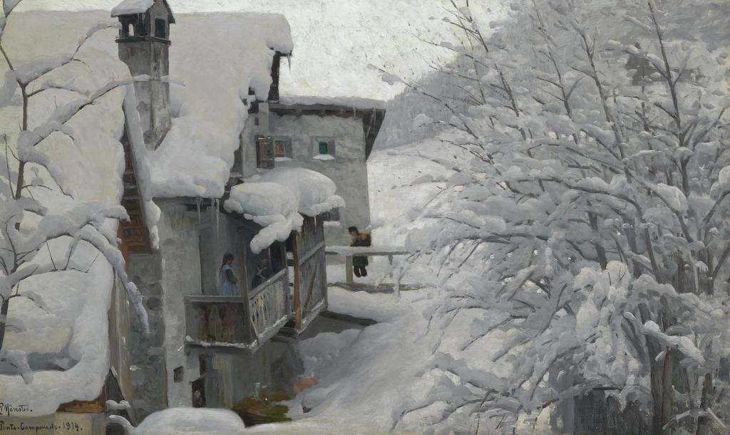 风景,La Punt-Chamues-CH,房子,PederMørkMønsted,彼得Merk的Menstad,冬天,雪,图片