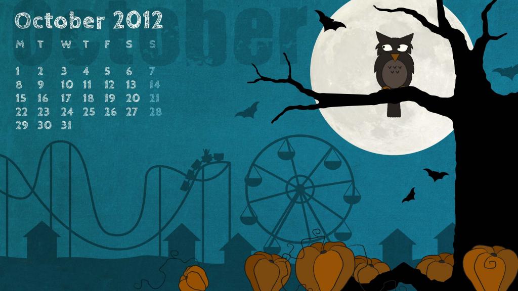 万圣节,娱乐,猫头鹰,猫头鹰,helloween,十月,树,月亮,日历,一个月,晚上,南瓜,十月