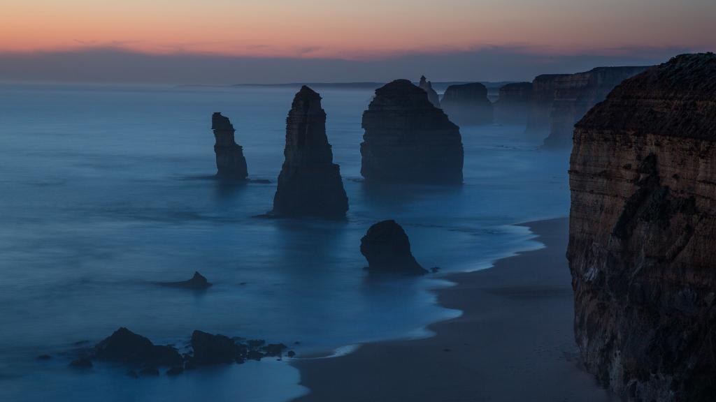 海滩,十二使徒,晚上,维多利亚,黄昏,澳大利亚,岩石,坎贝尔港国家公园,澳大利亚
