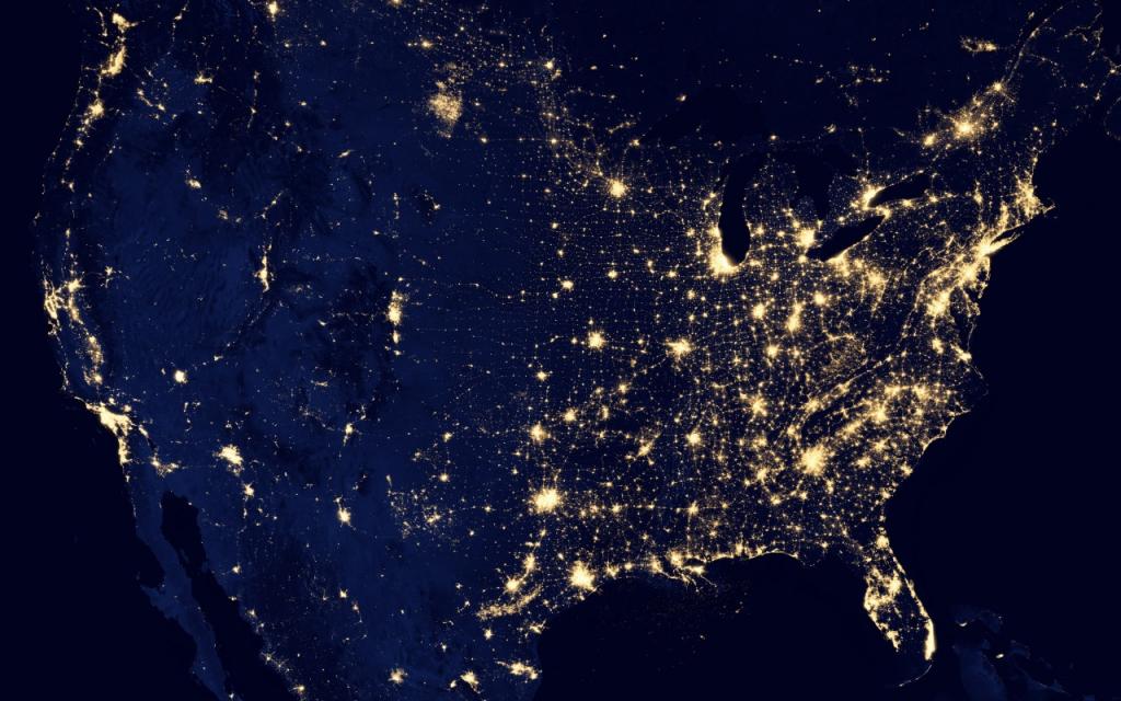 壁纸灯,地球,美国,夜晚,北美,地球