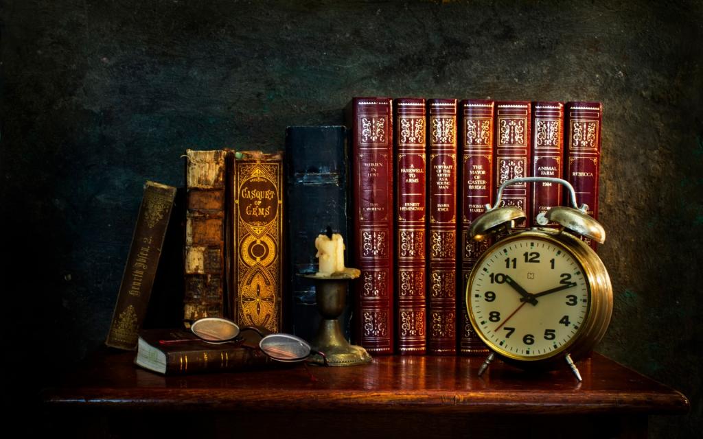 眼镜,书籍,蜡烛,过去的回声,手表