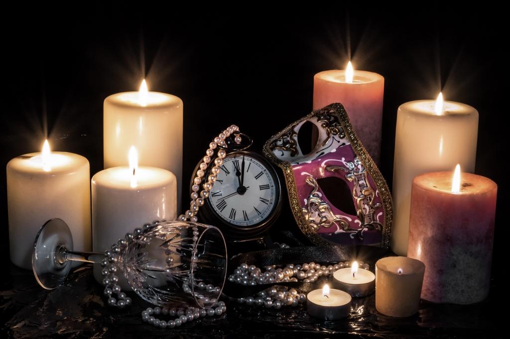 面具,蜡烛,手表,玻璃