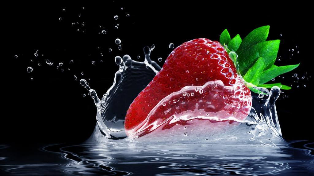 喷,草莓,水,飞溅