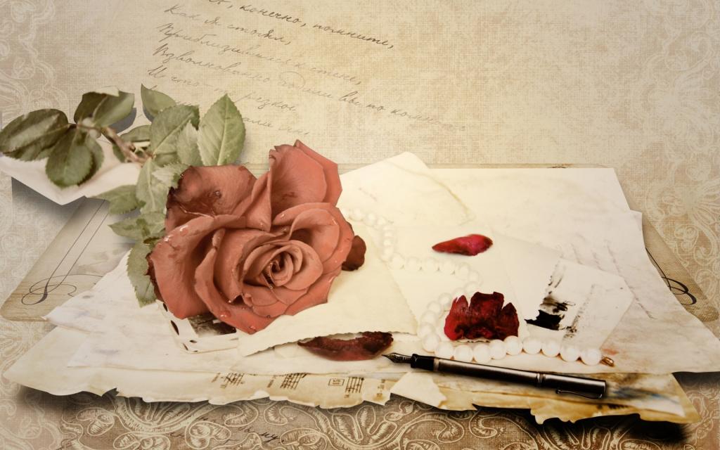 手柄,笔记,纸,信,复古,玫瑰