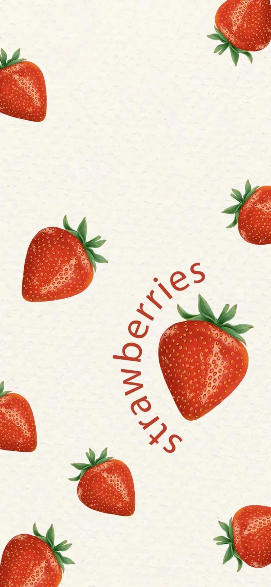 甜甜草莓手机平铺壁纸