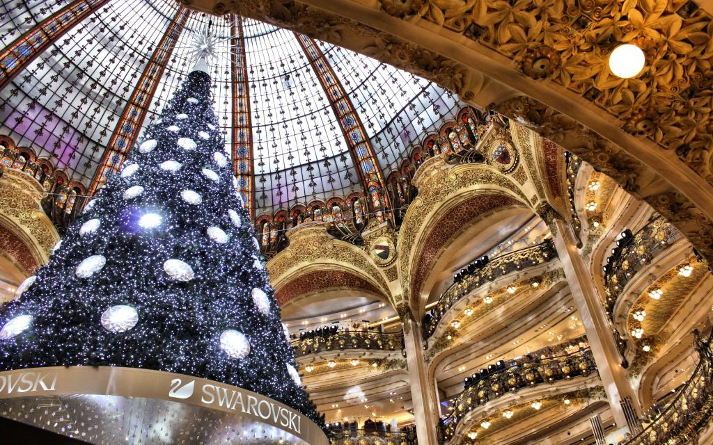 新年,法国,巴黎,圣诞树,老佛爷百货,施华洛世奇