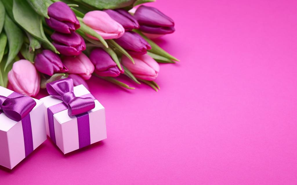 粉红色,新鲜,爱,弓,粉红色,礼物,浪漫,郁金香,郁金香,紫色,花束,礼品,鲜花