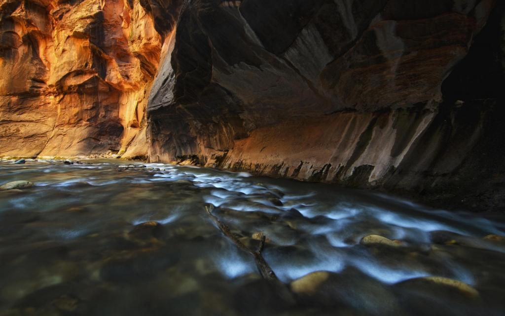 河,岩石,峡谷,洞穴