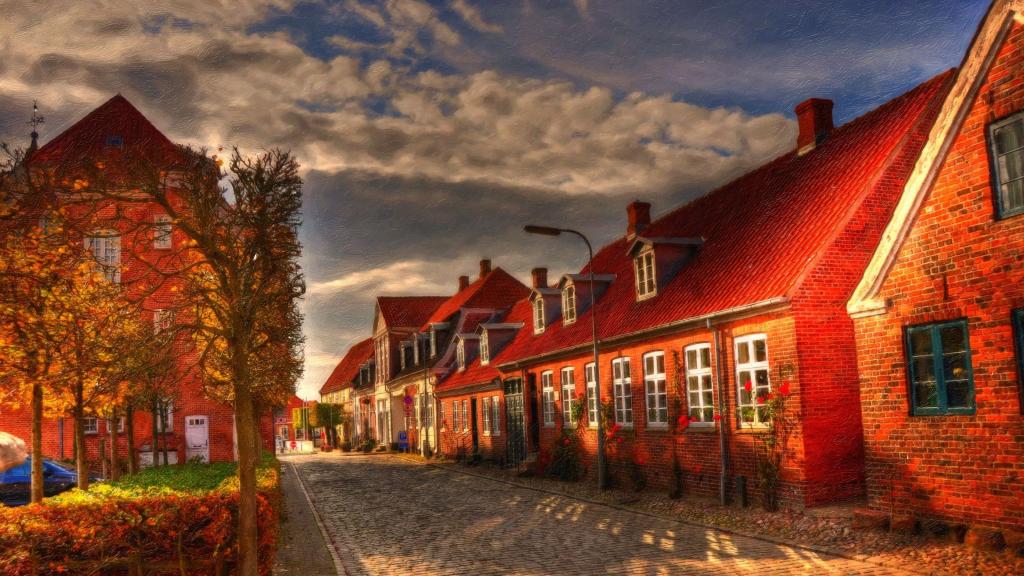 秋日的丹麦街景图片
