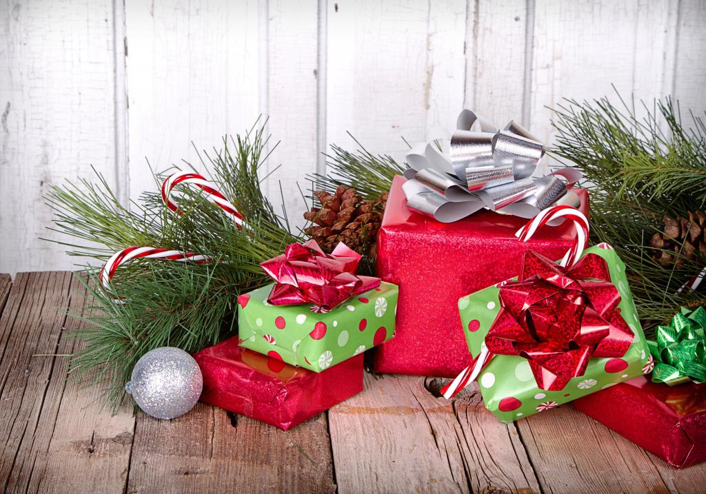 新年,礼品,包装,玩具,磁带,松树,新年,圣诞节,球,分支机构,表,弓,圣诞节,...