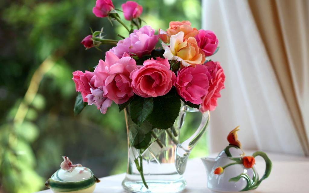 花瓶,玫瑰,鲜花