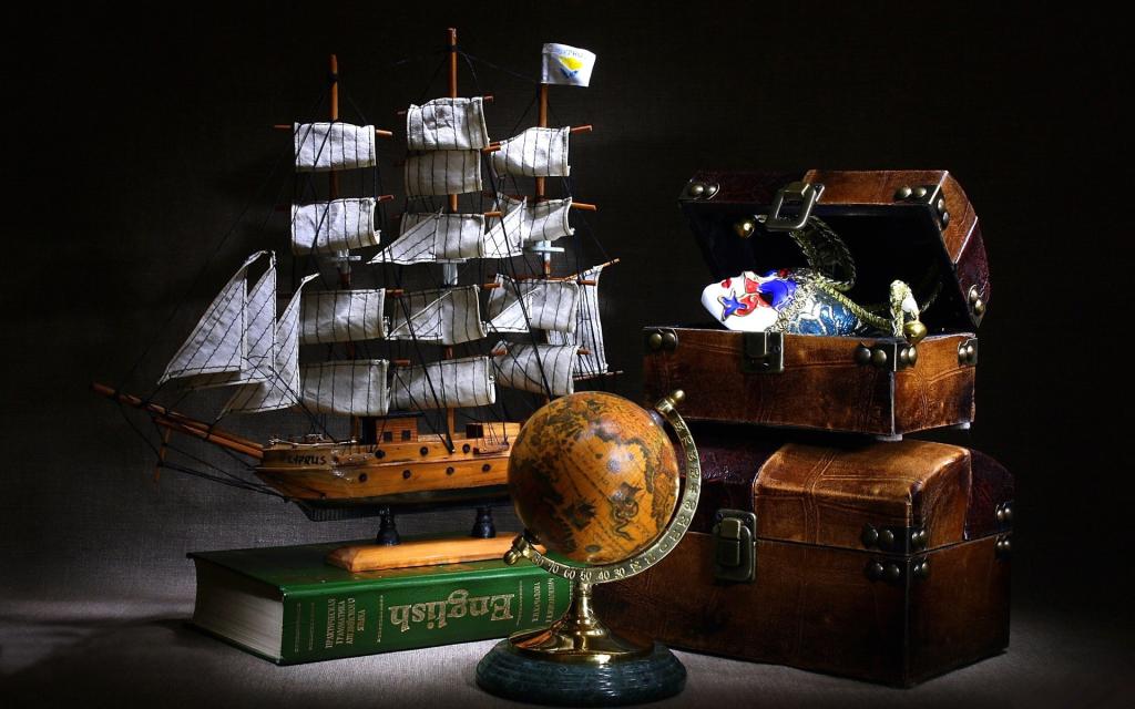 胸部,全球,字典,模型,旅程,帆船