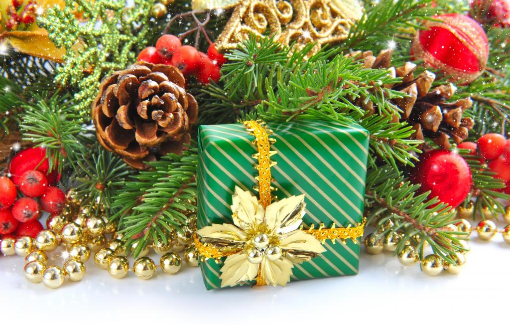 新年,分支,云杉,珠子,礼物,玩具,新年,树,圣诞节,圣诞节,凹凸