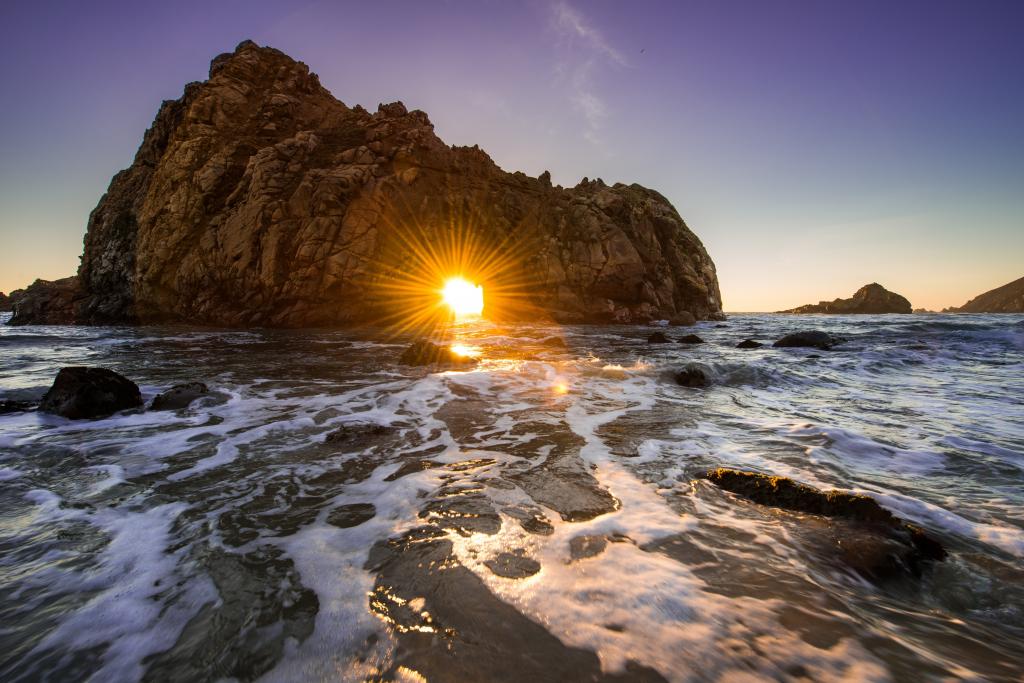 岩石,加州,海洋,日落